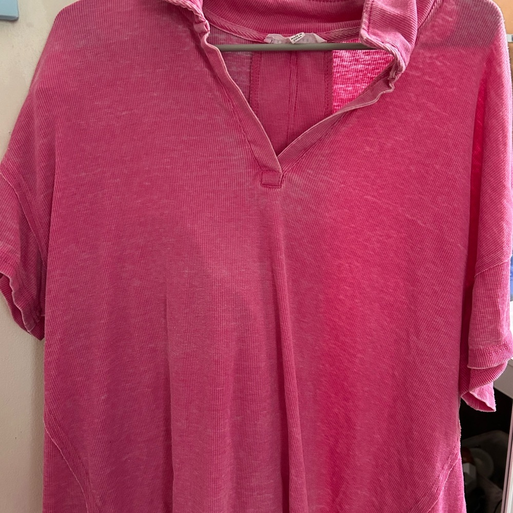 Jane and Delancey Pink Polo T-Shirt with Short Sleeves